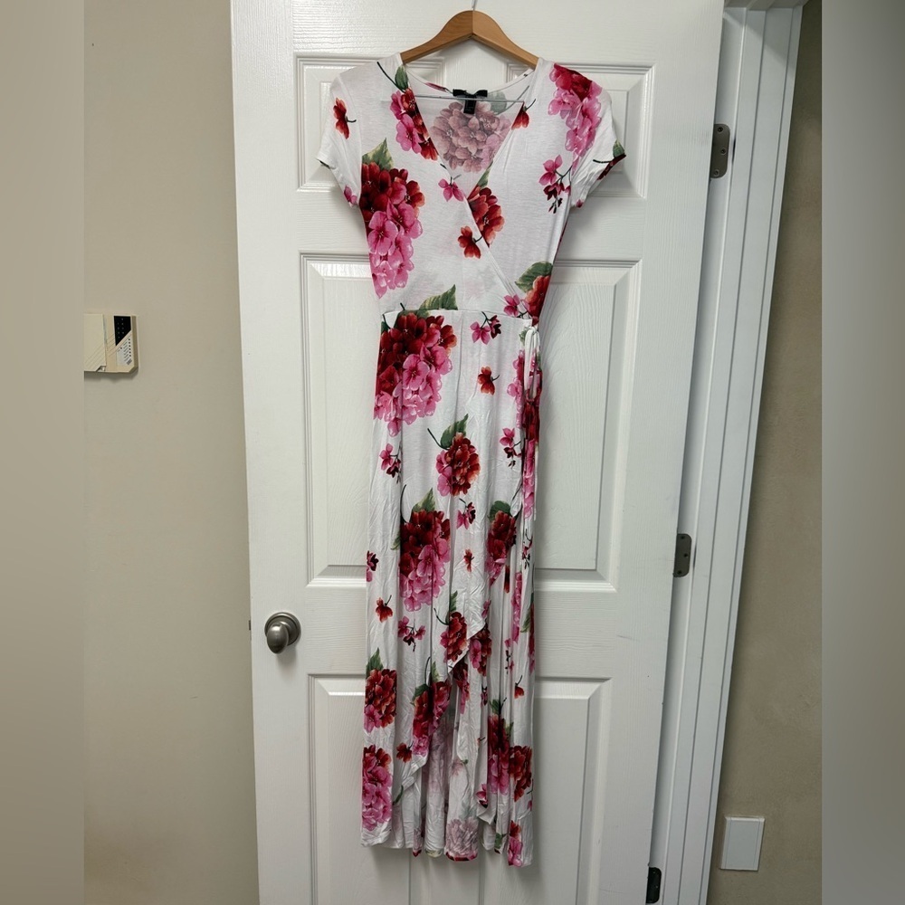 Forever 21 Pink Ruffled Wrap Maxi Dress Size S